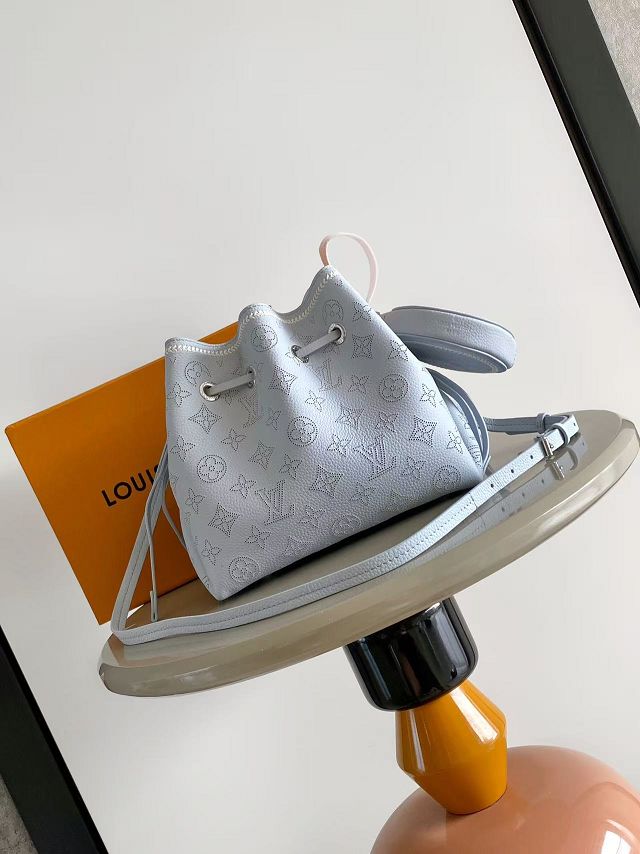 Louis vuitton original mahina leather bella bucket bag M57201 blue