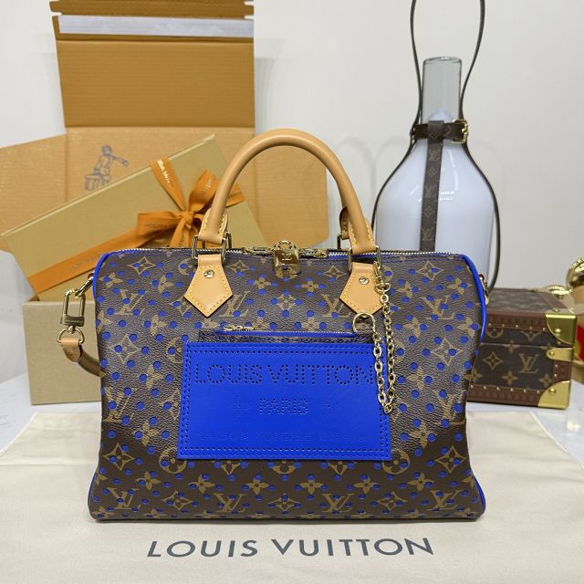 Louis vuitton original monogram canvas speedy soft 30 M29143 blue