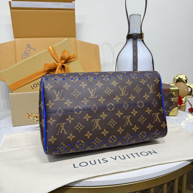 Louis vuitton original monogram canvas speedy soft 30 M29143 blue