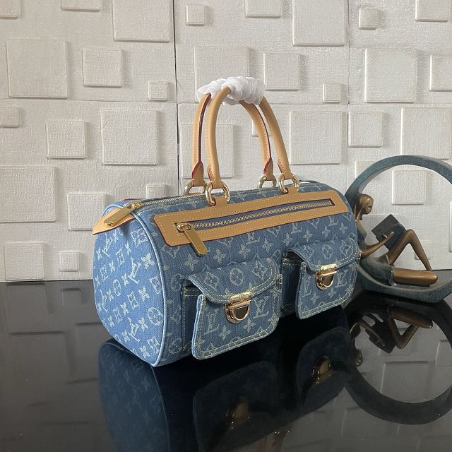 Louis vuitton original monogram denim top handle bag M95019 blue