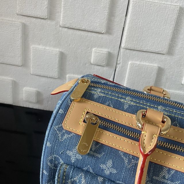 Louis vuitton original monogram denim top handle bag M95019 blue