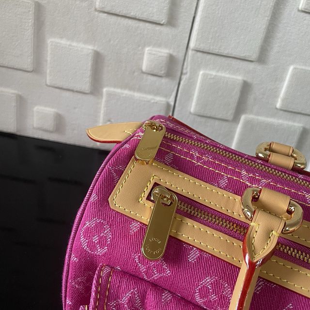 Louis vuitton original monogram denim top handle bag M95214 fuchsia