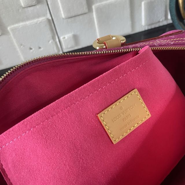 Louis vuitton original monogram denim top handle bag M95214 fuchsia