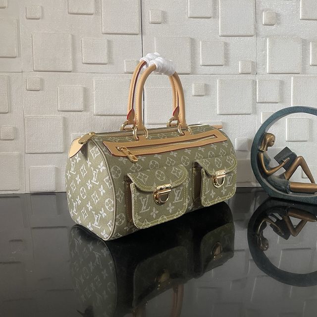 Louis vuitton original monogram denim top handle bag M95215 green