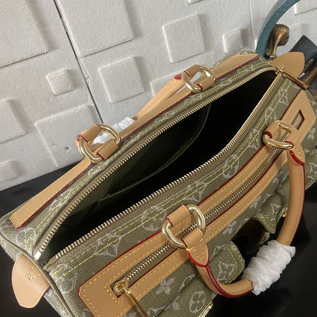 Louis vuitton original monogram denim top handle bag M95215 green