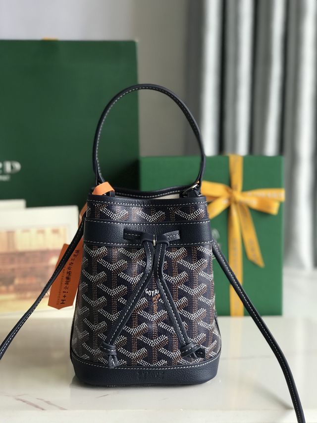 Goyard original canvas petit flot mini bucket bag GY0134 dark blue