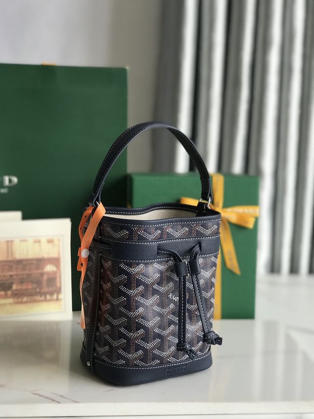 Goyard original canvas petit flot mini bucket bag GY0134 dark blue