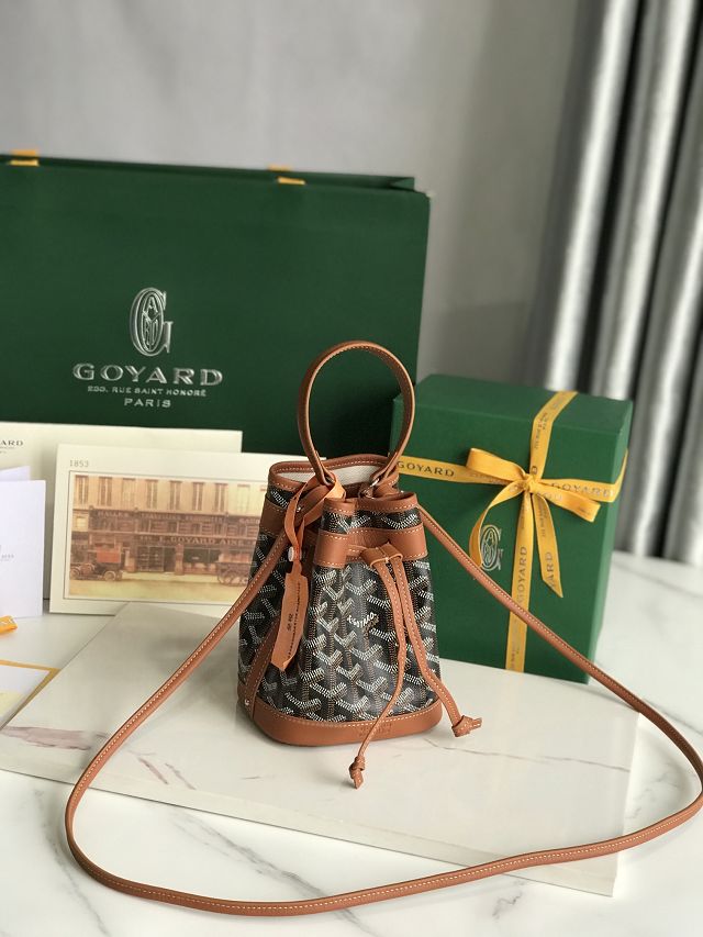 Goyard original canvas petit flot mini bucket bag GY0134 black&brown