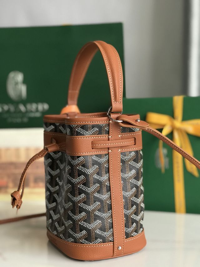 Goyard original canvas petit flot mini bucket bag GY0134 black&brown