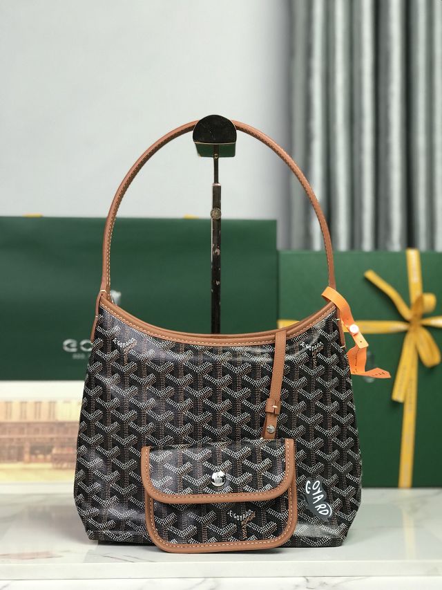 Goyard original canvas hobo boheme mini bag GY0143 black&brown