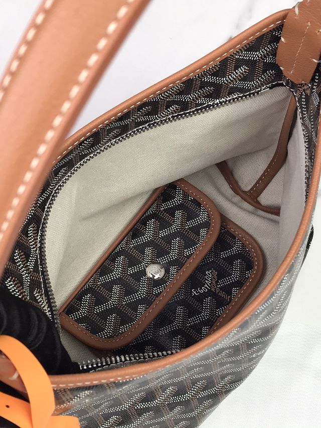 Goyard original canvas hobo boheme mini bag GY0143 black&brown