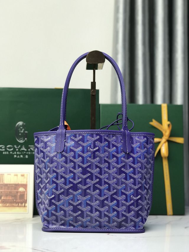 Goyard original calfskin&canvas reversible anjou mini bag GY0086 blueberry purple
