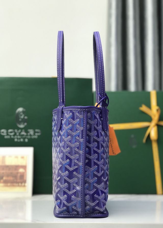 Goyard original calfskin&canvas reversible anjou mini bag GY0086 blueberry purple