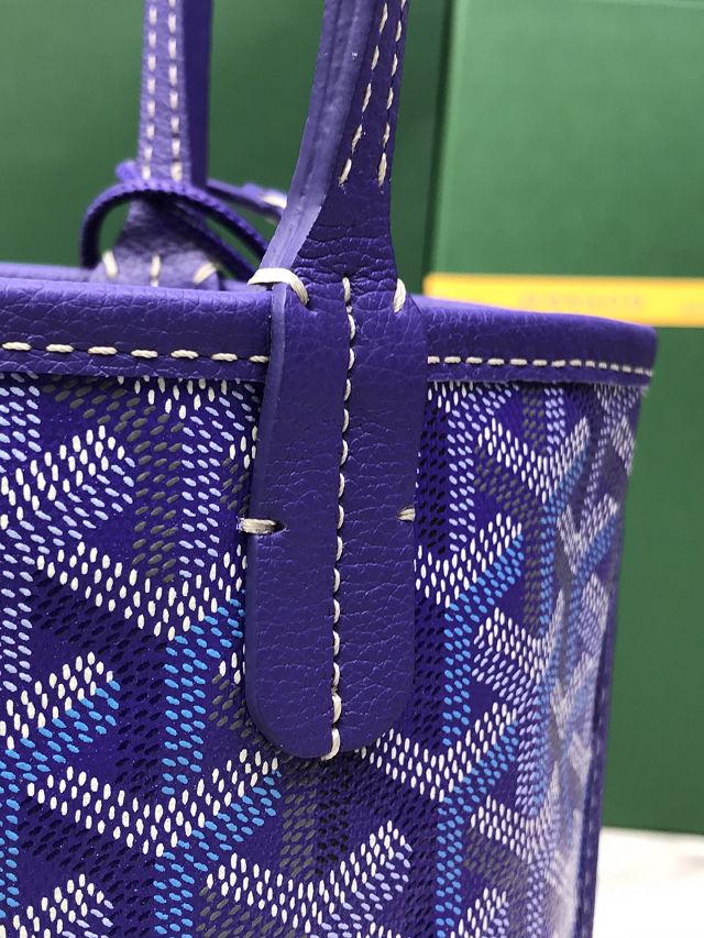Goyard original calfskin&canvas reversible anjou mini bag GY0086 blueberry purple