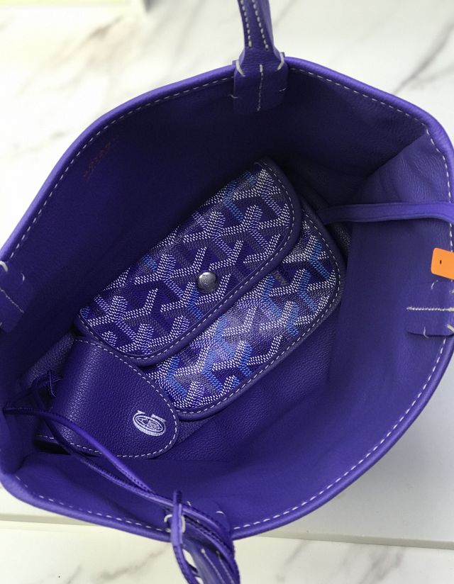 Goyard original calfskin&canvas reversible anjou mini bag GY0086 blueberry purple