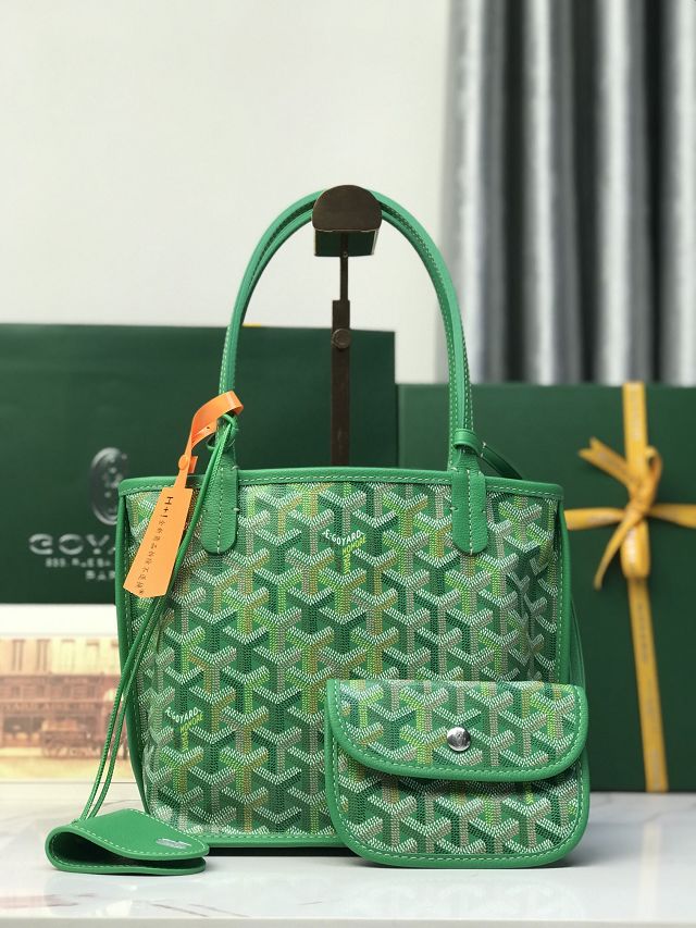 Goyard original calfskin&canvas reversible anjou mini bag GY0086 meadow green
