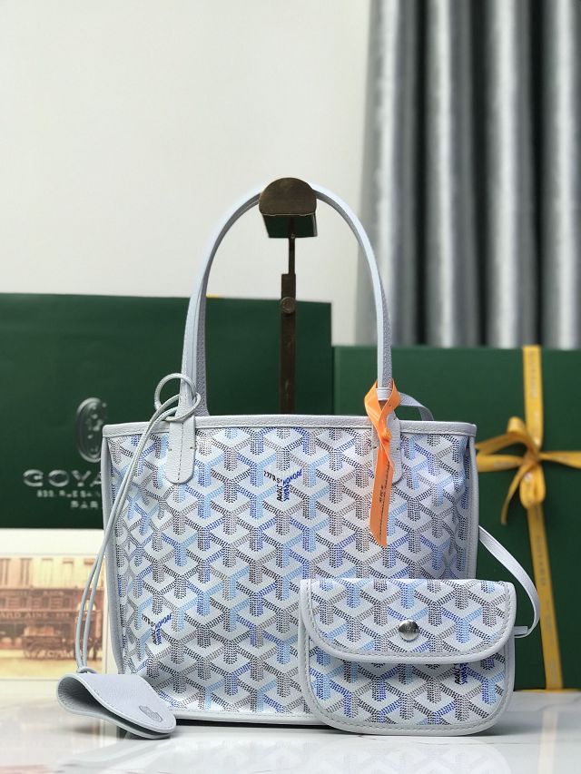 Goyard original calfskin&canvas reversible anjou mini bag GY0086 polar blue