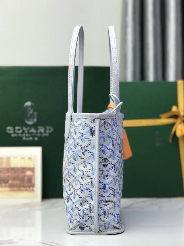 Goyard original calfskin&canvas reversible anjou mini bag GY0086 polar blue