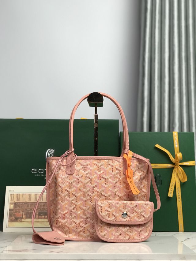 Goyard original calfskin&canvas reversible anjou mini bag GY0086 powder pink
