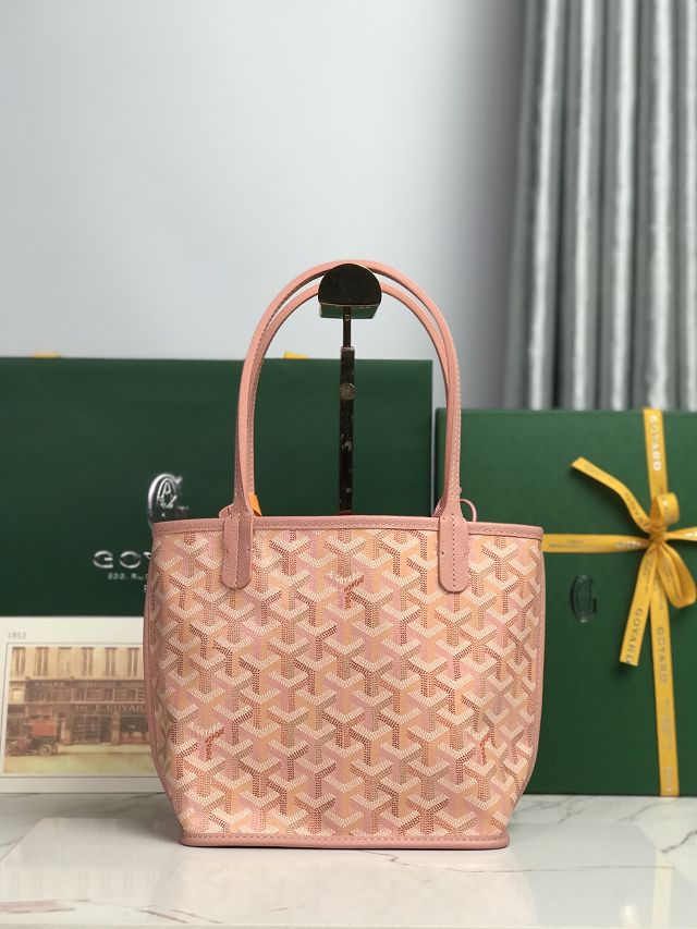 Goyard original calfskin&canvas reversible anjou mini bag GY0086 powder pink
