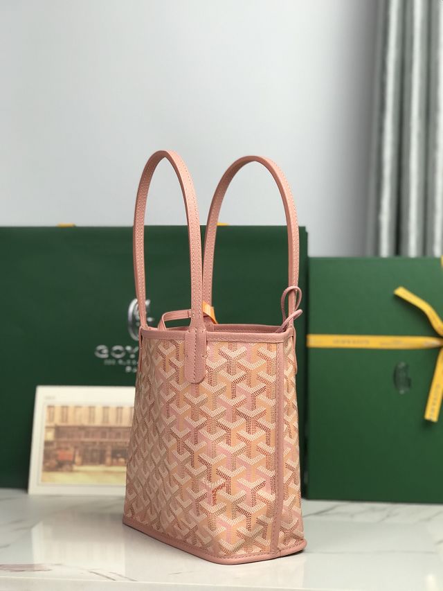 Goyard original calfskin&canvas reversible anjou mini bag GY0086 powder pink