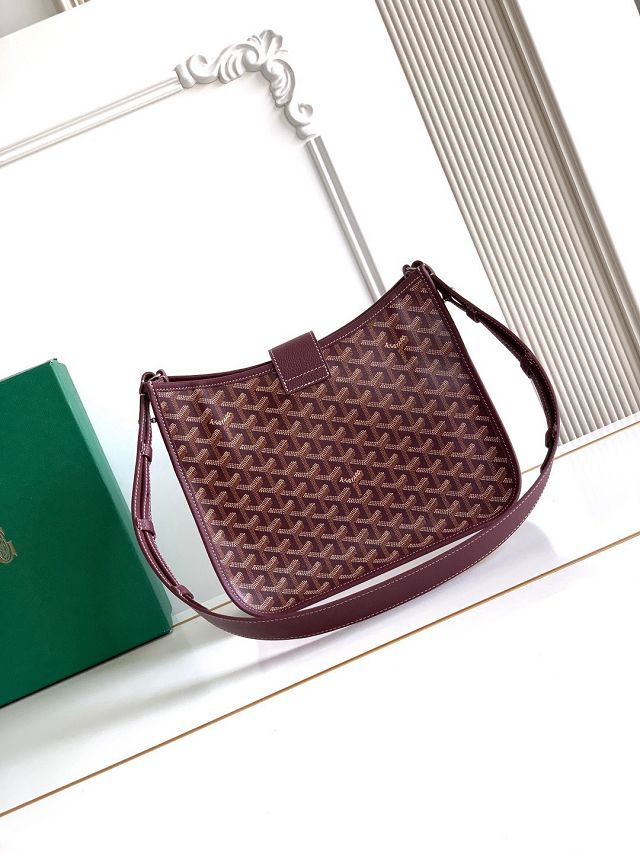 Goyard original canvas musette pm bag GY0145 burgundy