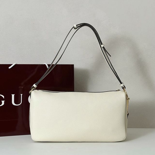 GG original calfskin half horsebit large bag 862530 white