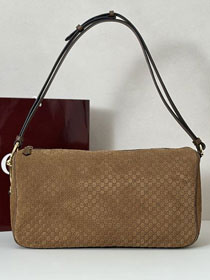 GG original suede calfskin half horsebit large bag 862530 brown