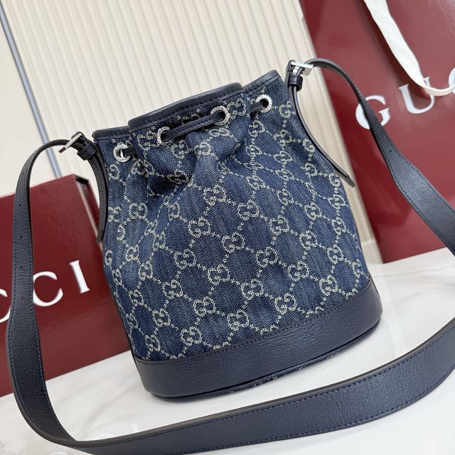 GG original denim venice small bucket bag 875237 blue