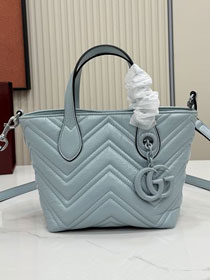 GG original calfskin marmont small tote bag 855391 light blue