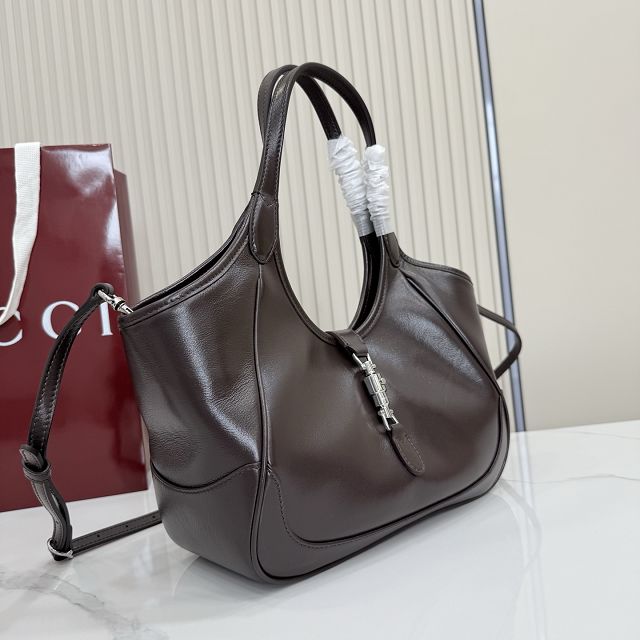 GG original calfskin mercato small tote bag 866646 dark brown