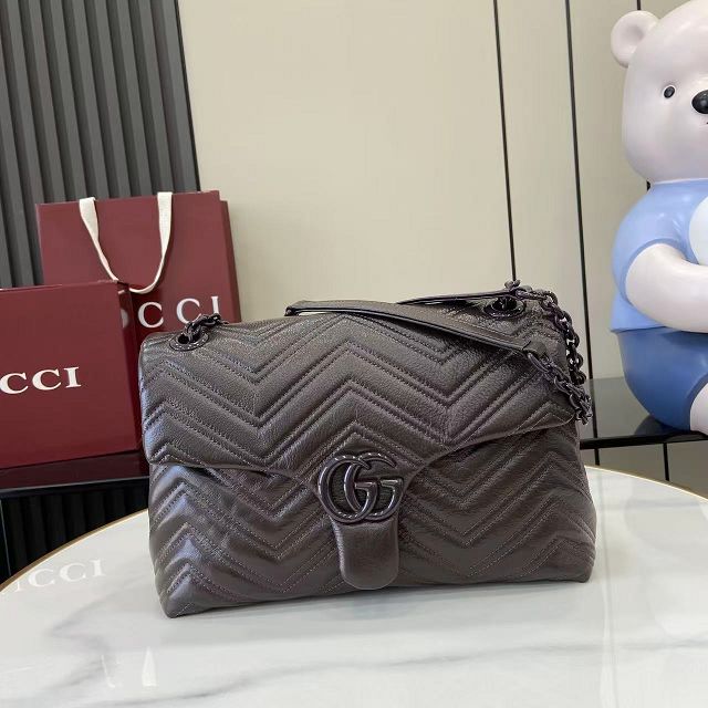 GG original calfskin marmont medium shoulder bag 850676 dark brown
