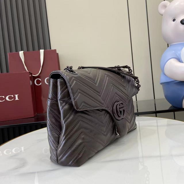 GG original calfskin marmont medium shoulder bag 850676 dark brown