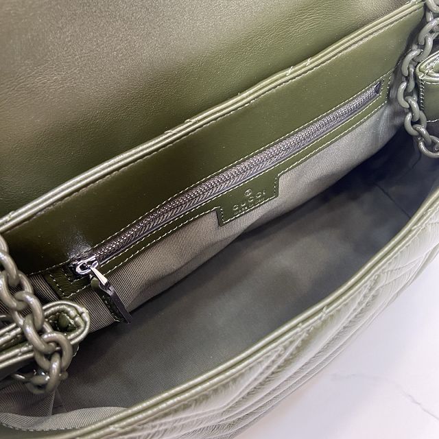 GG original calfskin marmont medium shoulder bag 850676 dark green