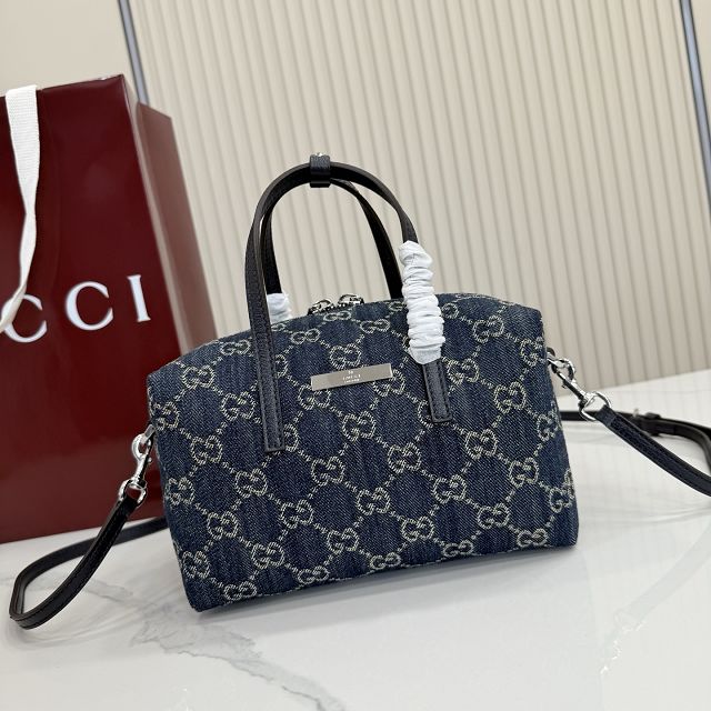 GG original denim melrose small boston bag 875811 blue
