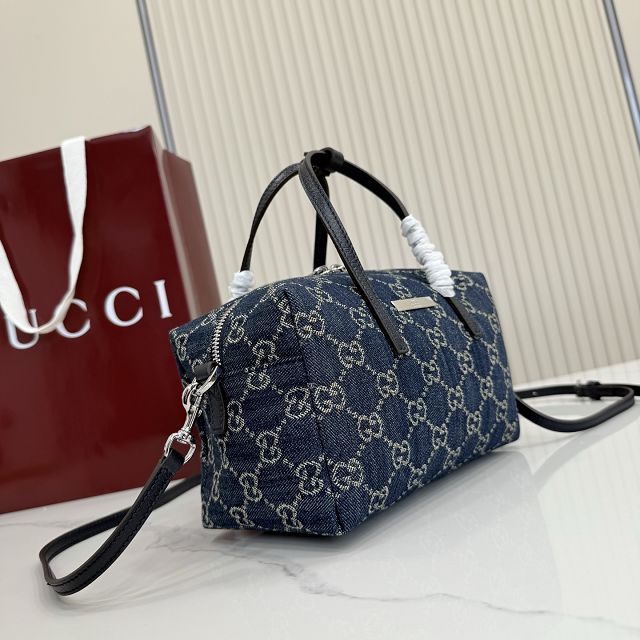 GG original denim melrose small boston bag 875811 blue