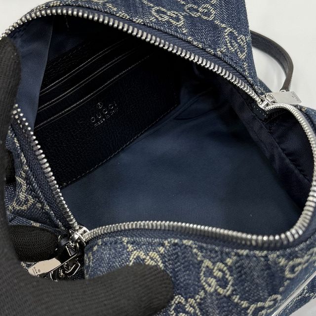 GG original denim melrose small boston bag 875811 blue