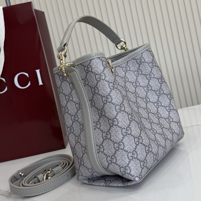 GG original fabric emblem mini bucket bag 815118 grey