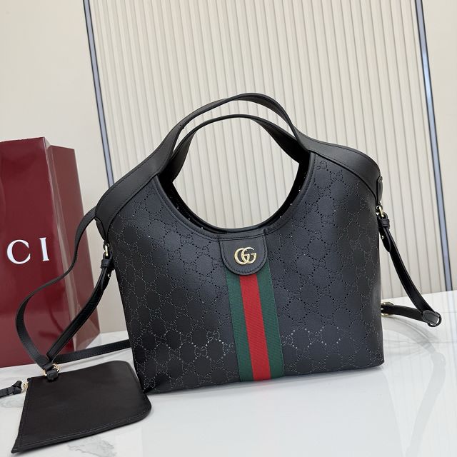 GG original calfskin giglio small tote bag 860845 black
