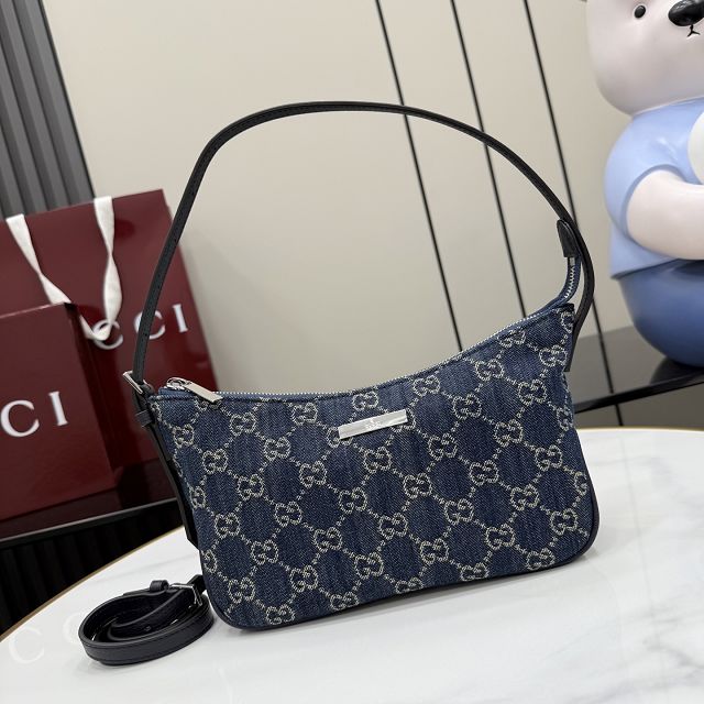 GG original denim lunetta small shoulder bag 874743 blue