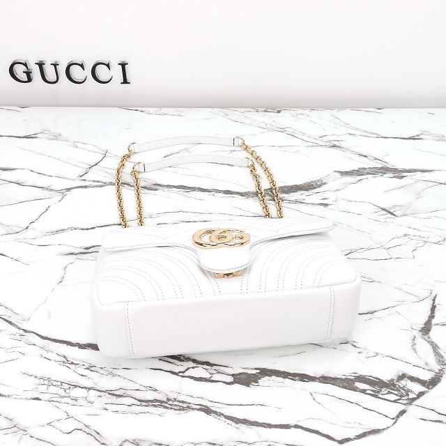 GG original lambskin marmont medium shoulder bag 837267 white