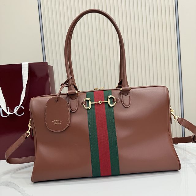 GG original calfskin borsetto large boston bag 866734 brown