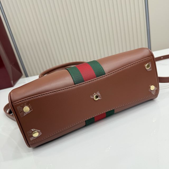 GG original calfskin borsetto medium boston bag 866732 brown