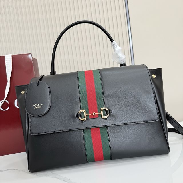 GG original calfskin paparazzo large top handle bag 875019 black