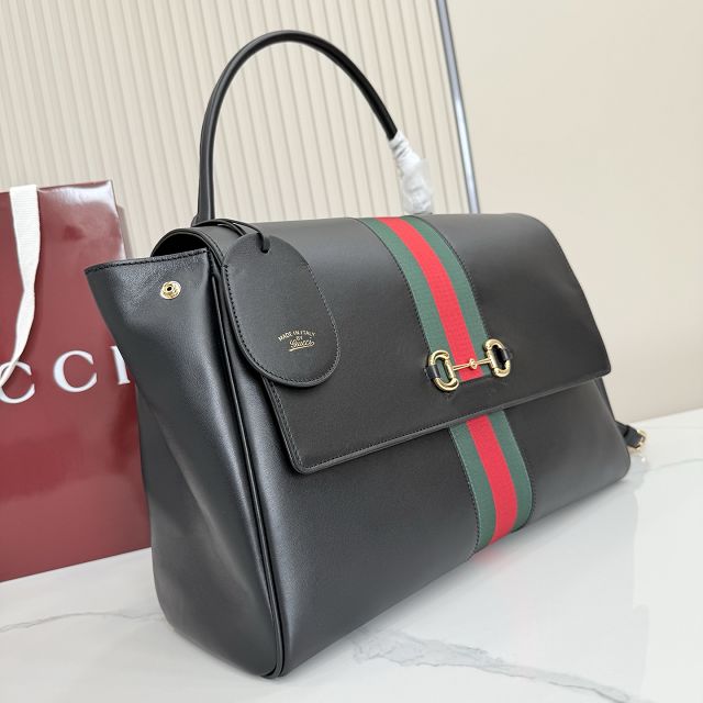 GG original calfskin paparazzo large top handle bag 875019 black