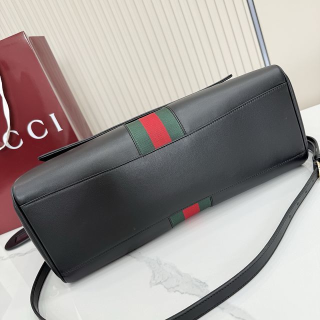GG original calfskin paparazzo large top handle bag 875019 black