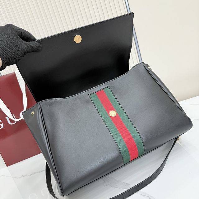 GG original calfskin paparazzo large top handle bag 875019 black