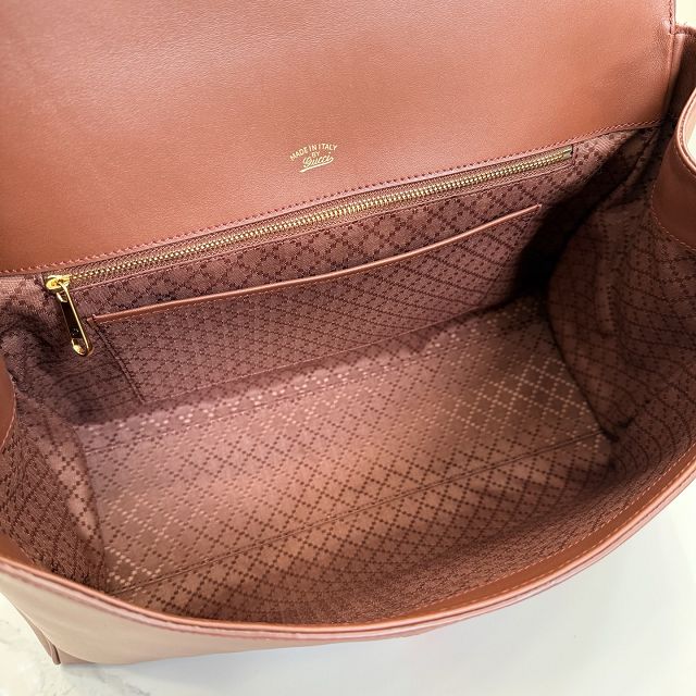 GG original calfskin paparazzo large top handle bag 875019 brown