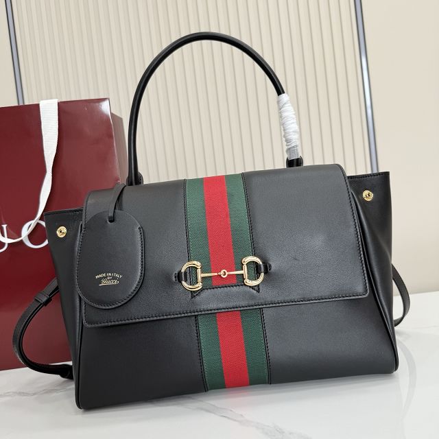 GG original calfskin paparazzo medium top handle bag 875018 black