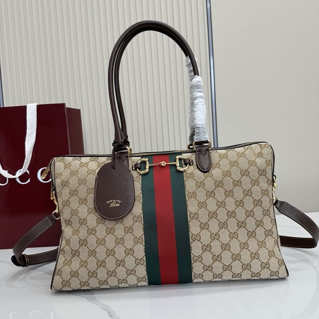 GG original canvas borsetto large boston bag 866734 sand&brown